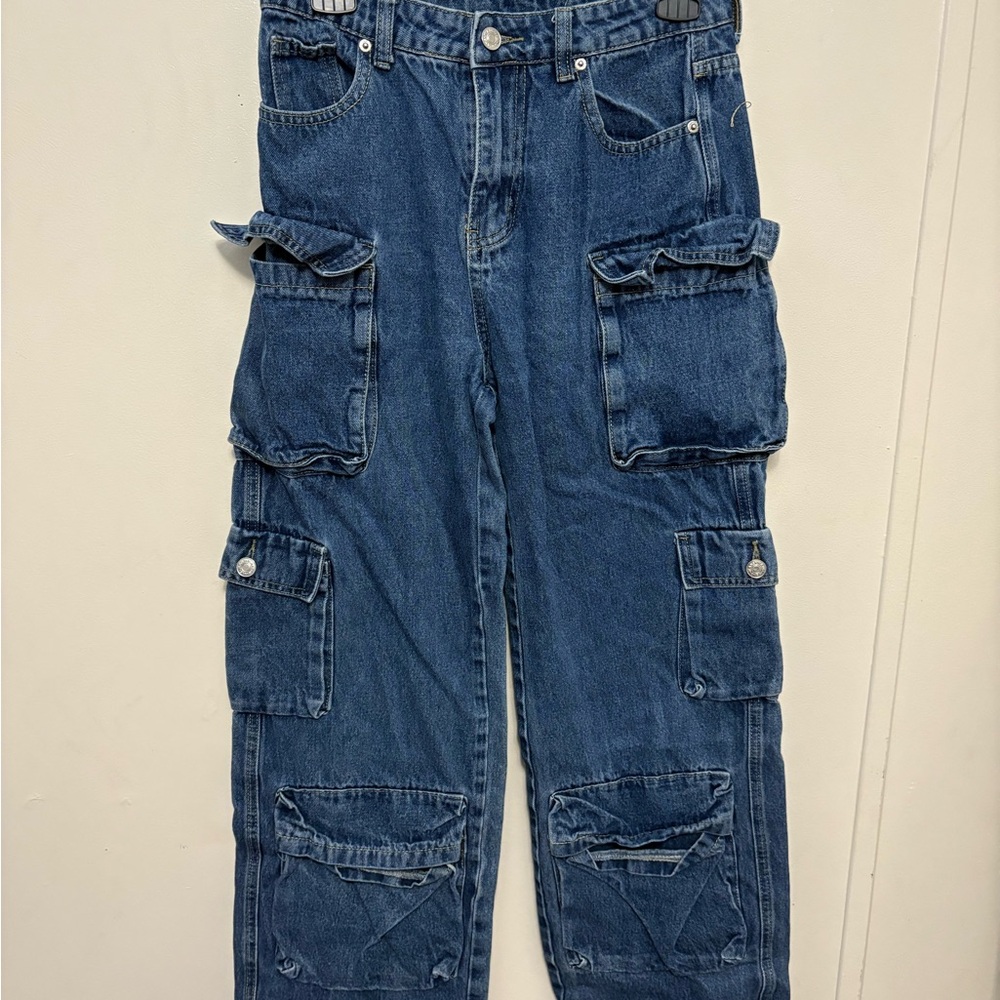 SHEIN Blue Cargo Pants with Utility Design